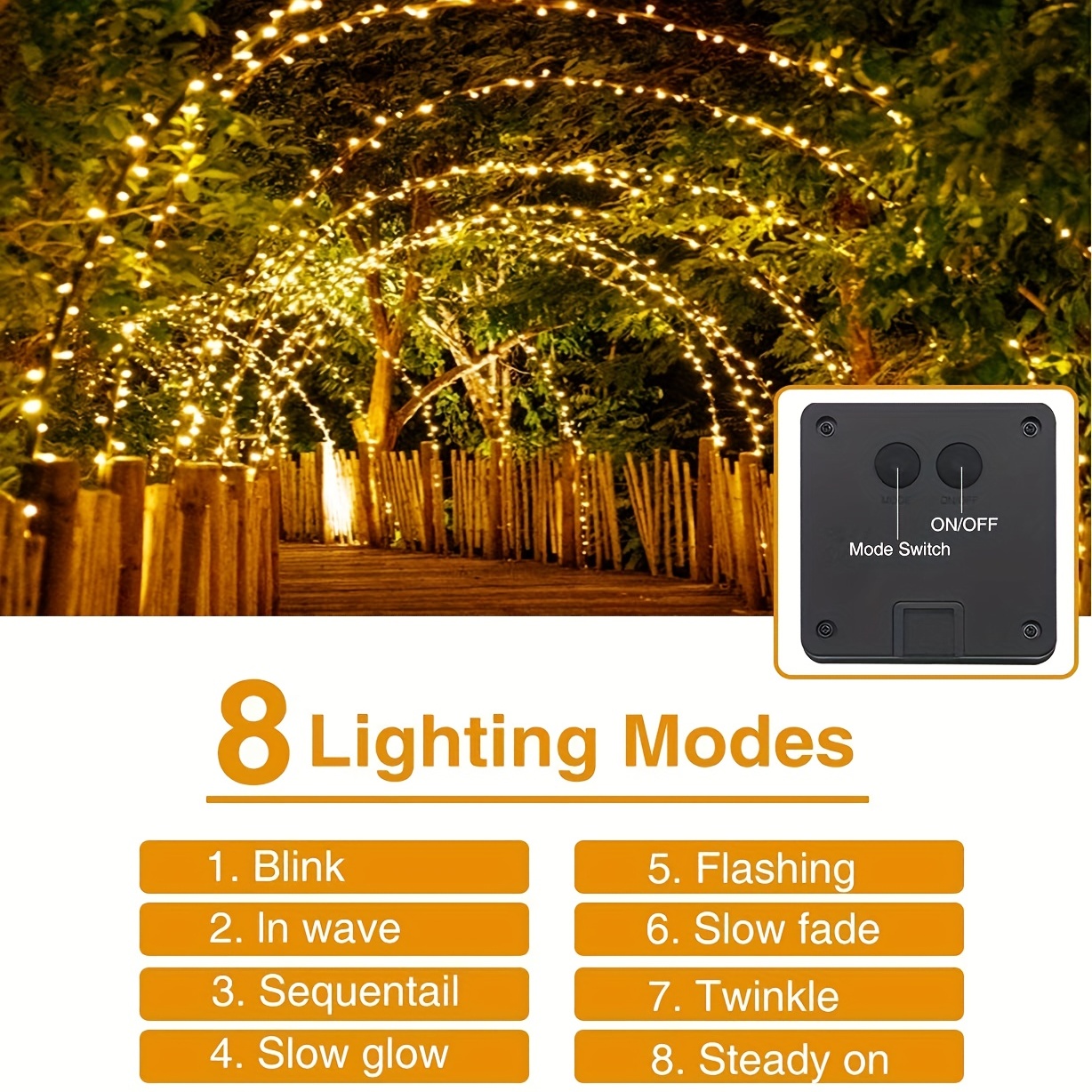 2 Piezas 100 Luces Led Cadena Alambre Cobre Solar Exteriores - Temu