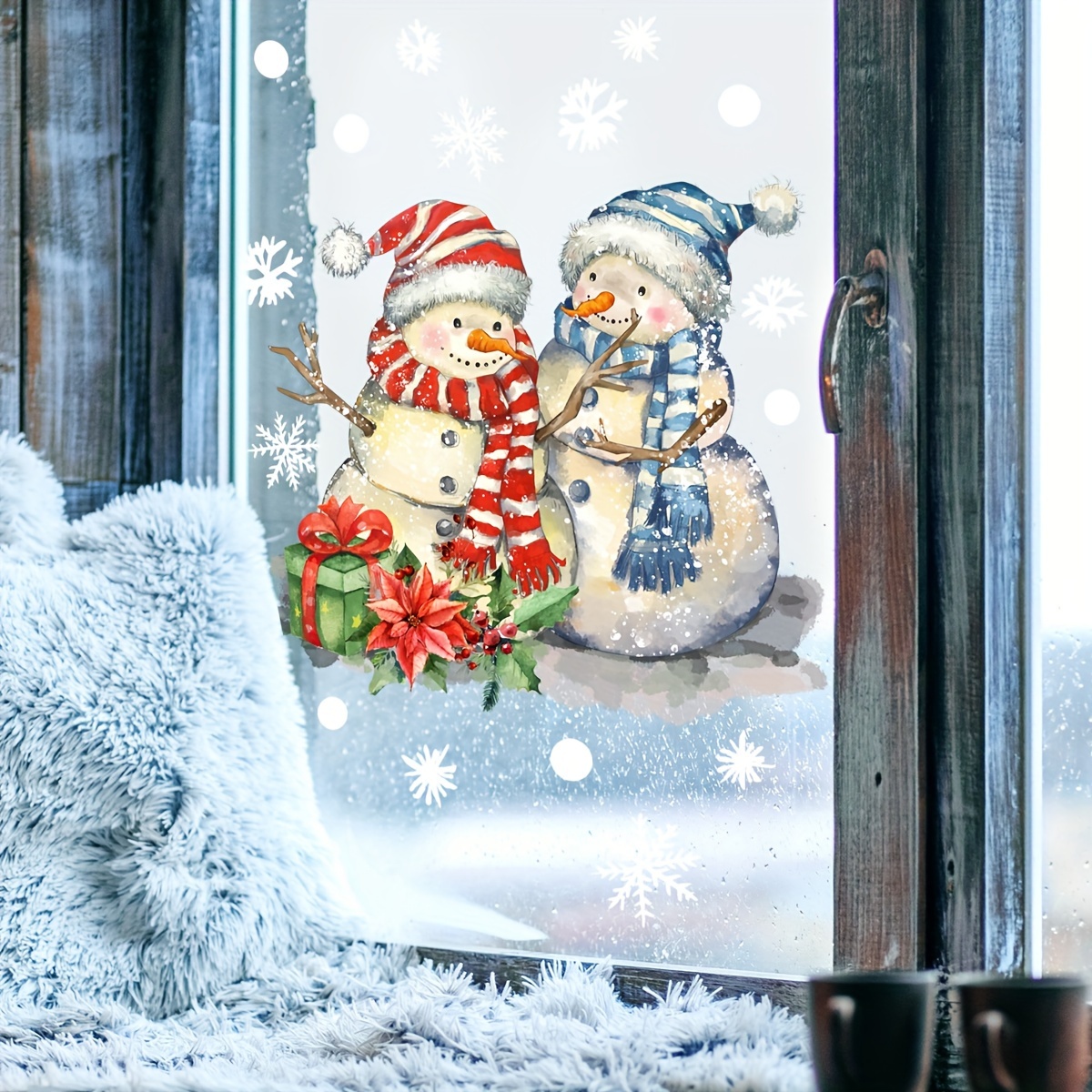 1pc Weihnachts schneemann fenster aufkleber Schneemann wand - Temu