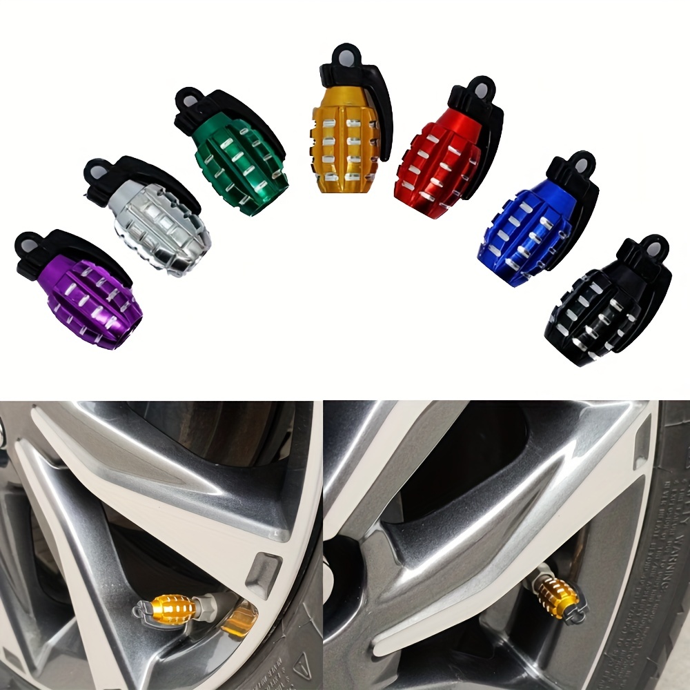 Bouchon de valve antivol pour pneu de voiture en aluminium, 4 pièces, buse  de moto en alliage, accessoires de style - Type Colorful