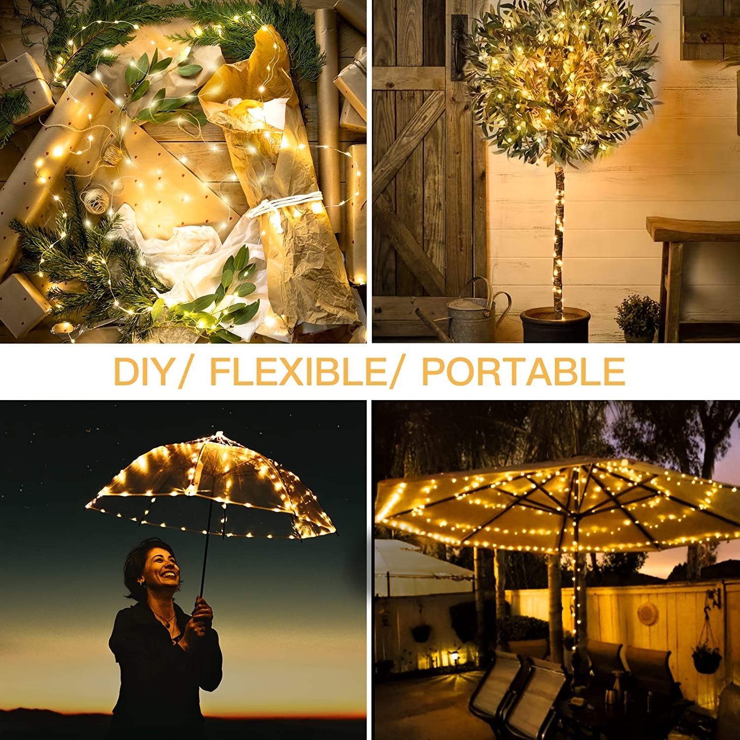 Waterproof Solar Garden String Lights Copper Wire Indoor Fairy