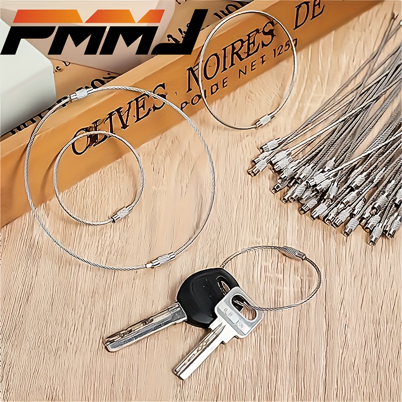 Keychain Tag Rope Stainless Steel Wire Cable Loop Screw Lock - Temu