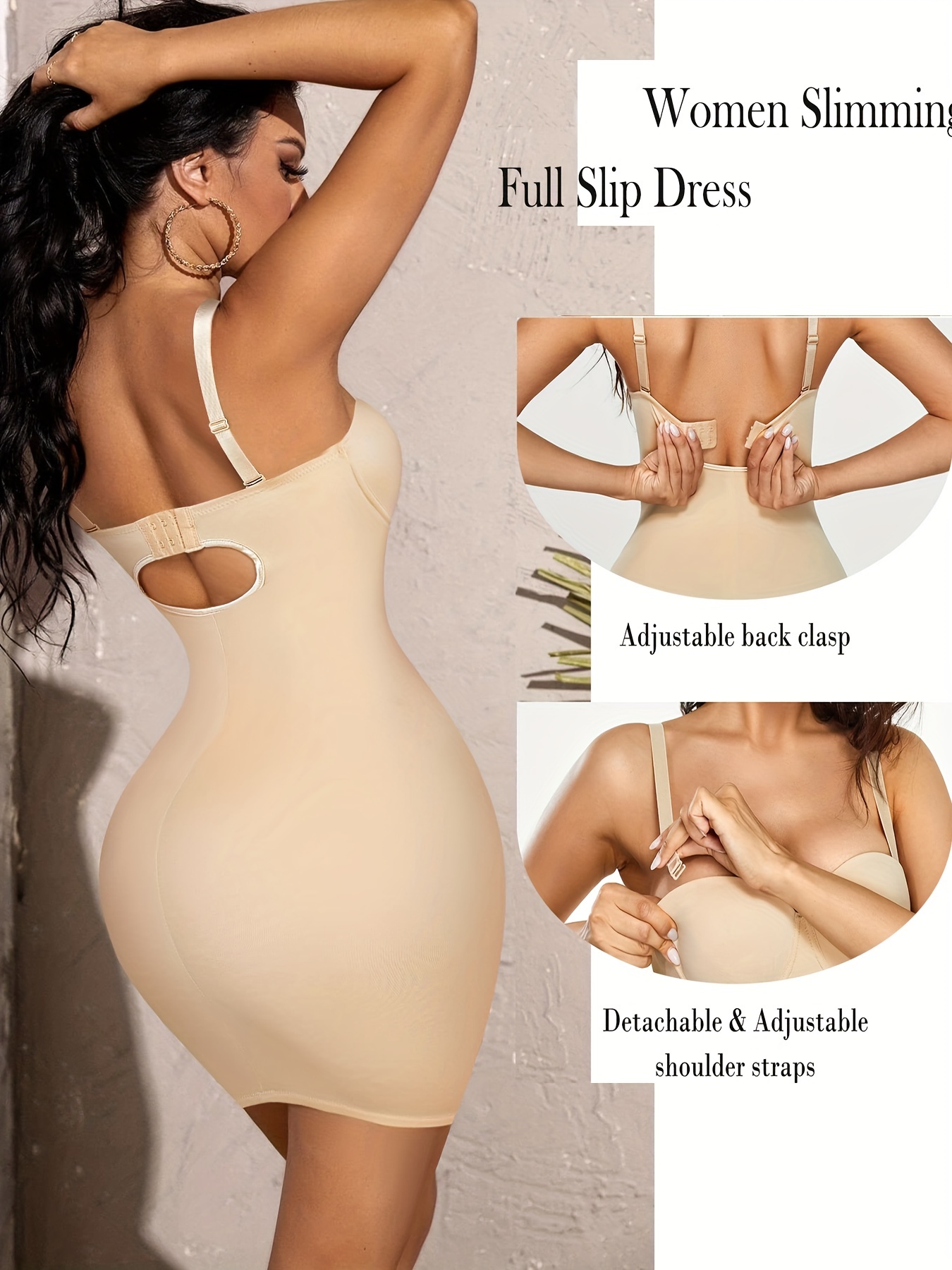 Seamless Shaping Slip Dress Cut Tummy Control Slimming Body - Temu