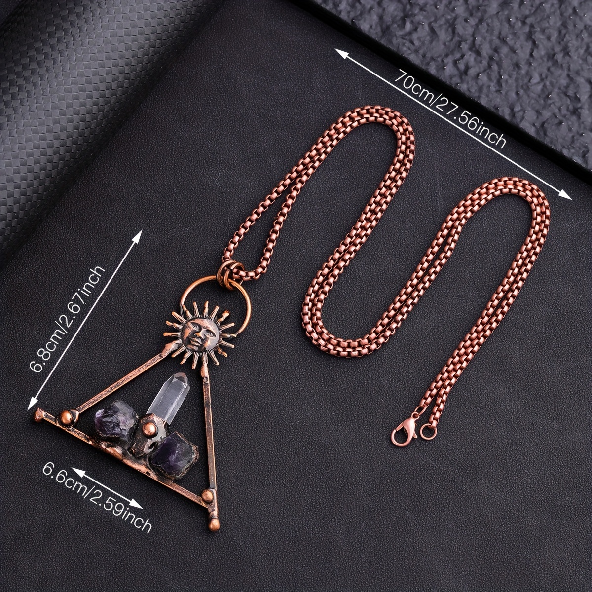 1pc Copper Irregular White Crystal Natural Stone Necklace, Fashion Crystal Pendant Necklace for Men,Temu