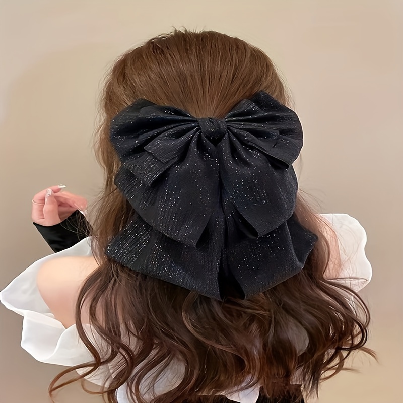 Headwear Women - 2pcs Black Ribbon Hair Bows Clips Vintage Bowknot