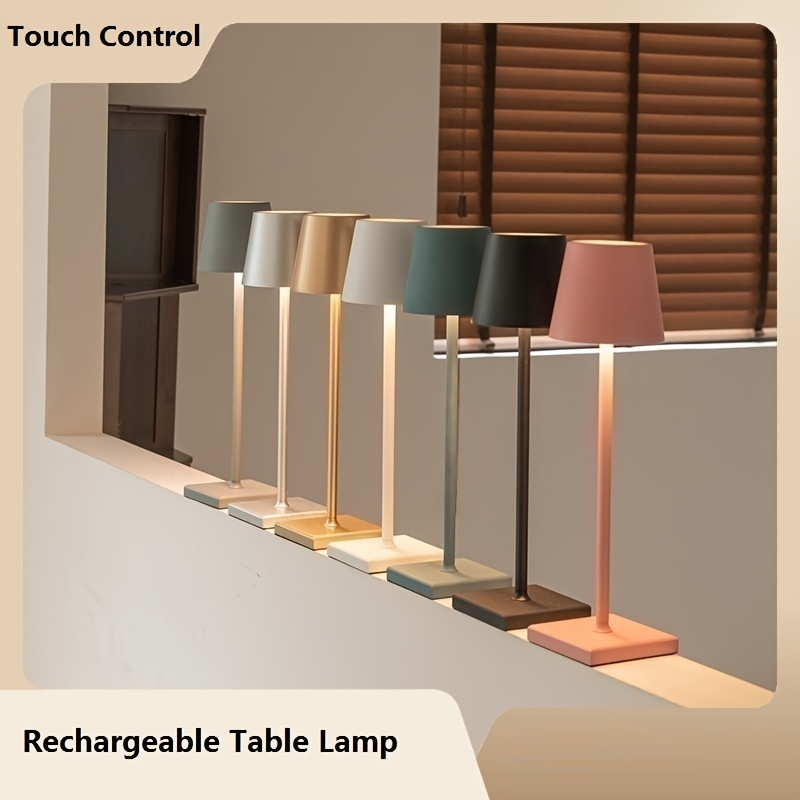 Lámpara de mesa inalámbrica, lámpara recargable con pilas, 3 modos de color  y lámparas táctiles LED regulables continuas, luz decorativa portátil de