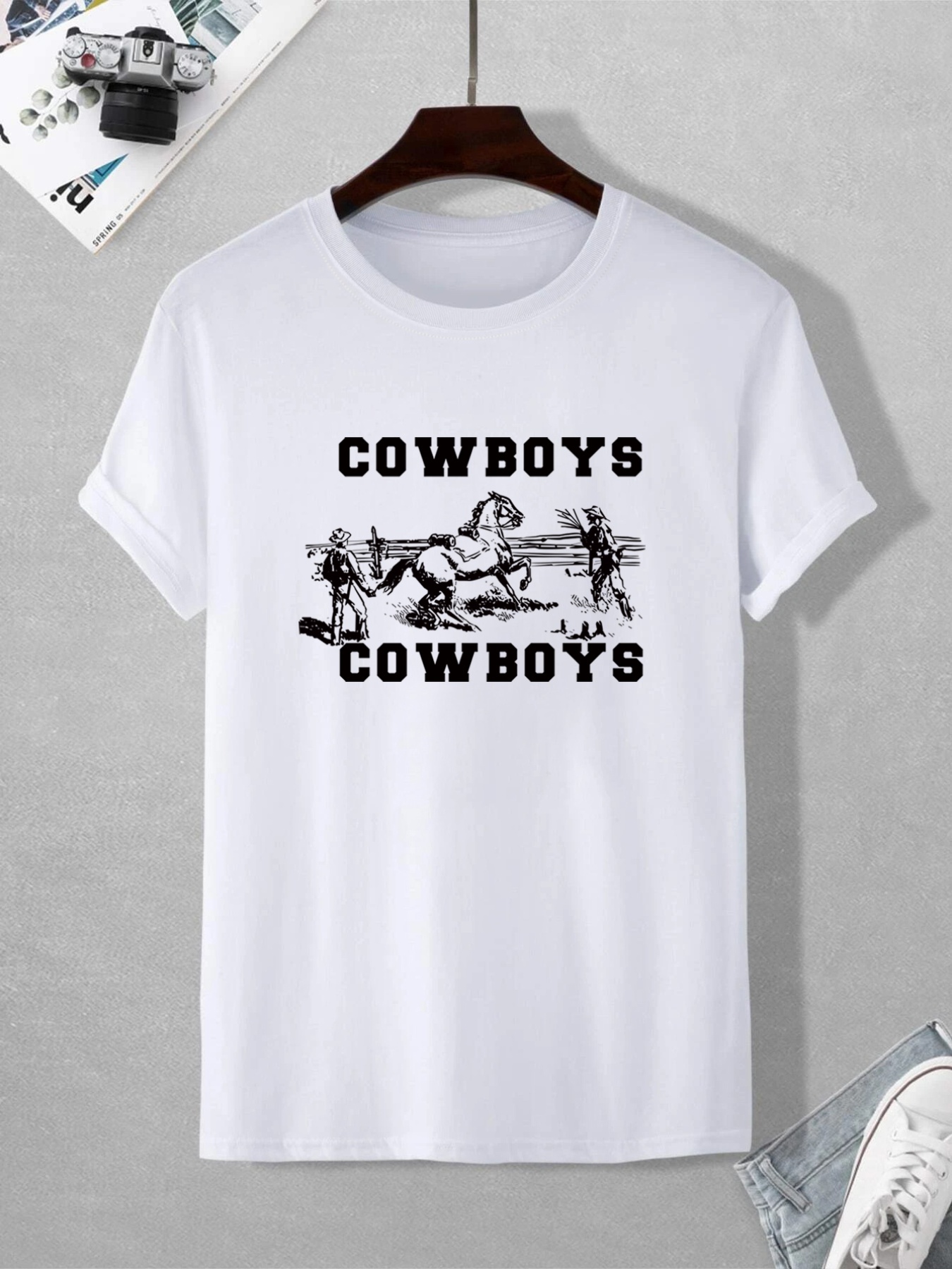 Mens Casual Cowboys Slightly Stretch Short Sleeves Crew Neck T-Shirt, Blouses, Tee, Male Plus Size Clothes for Summer,Casual,Temu