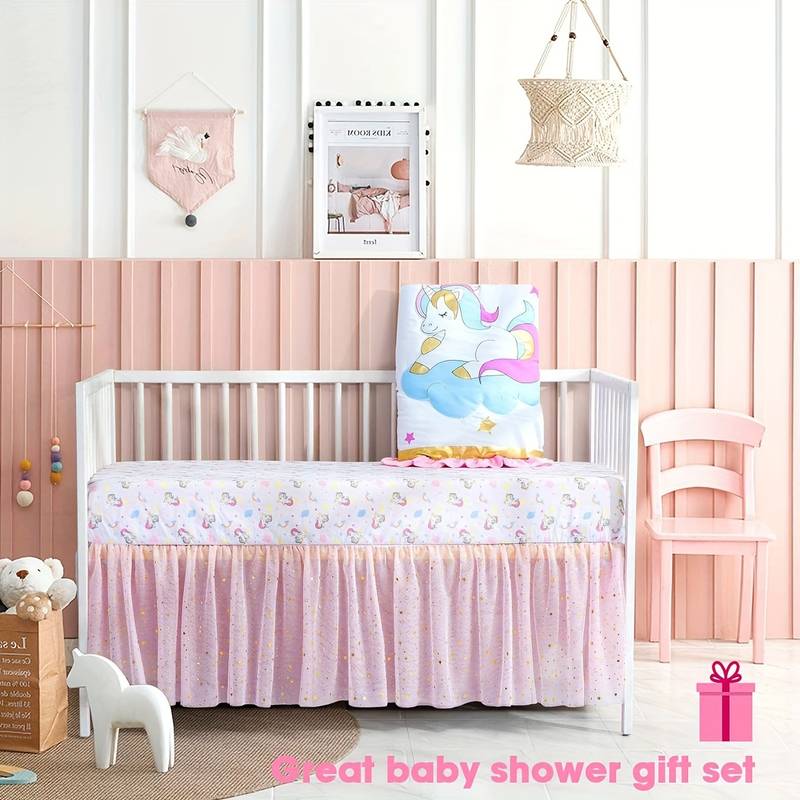 Drap Housse Bébé Licorne Rose Microfibre - 70x140 Cm - Extensible, Doux, Pour Berceau, Couffin, Nacelle