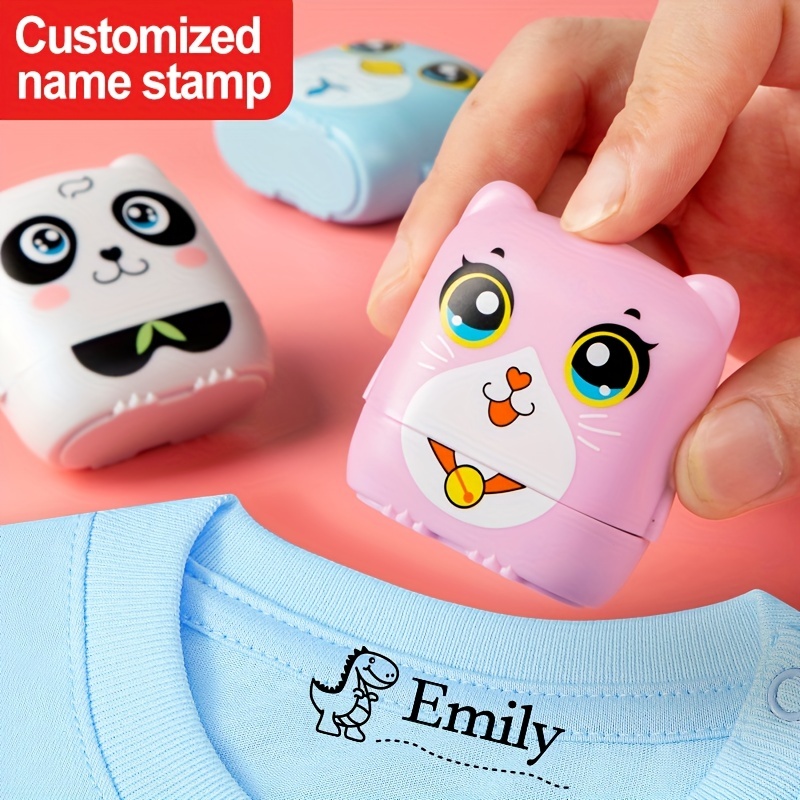 Name Stamp for Clothing Kids,Custom Name for Baby Student  Clothes Chapter Cartoon Children's Seal Cute for Kids,Waterproof Wash Not  Faded Stamp 4 Animal Styles (Girl Pink) : Office Products