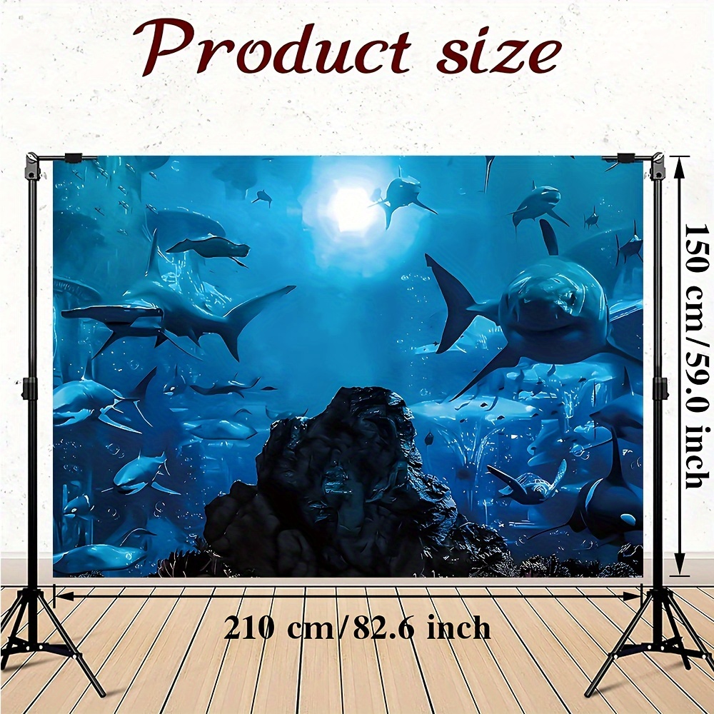 Shark Backdrop Photo Booth Shark Happy Birthday Banner Shark - Temu