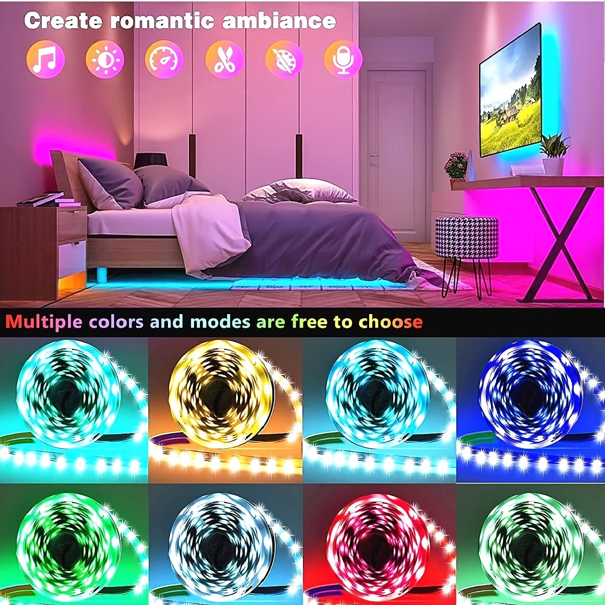 what size led strip lights for bedroom