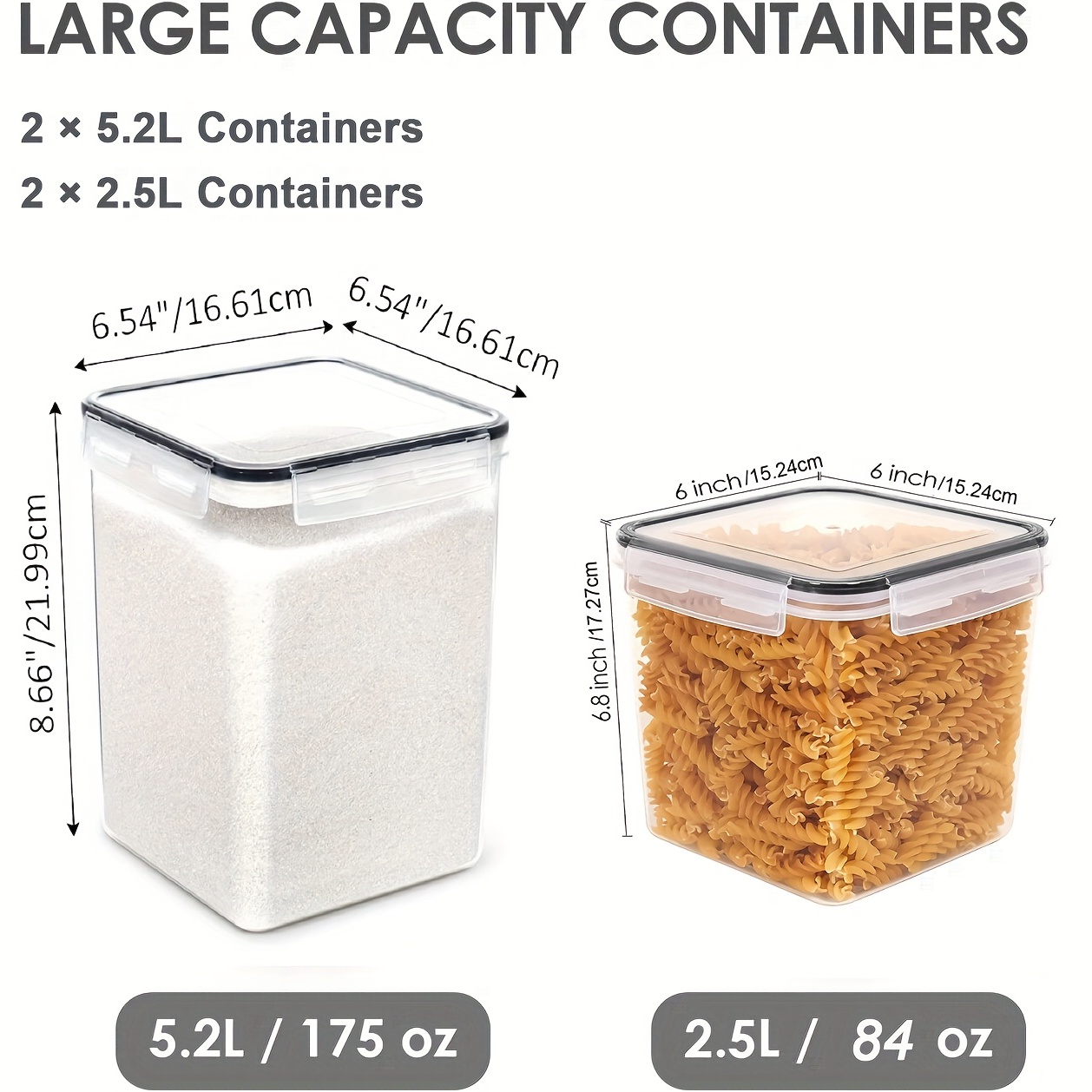 Large Food Storage Containers *2+ *2 Bpa Free Plastic - Temu