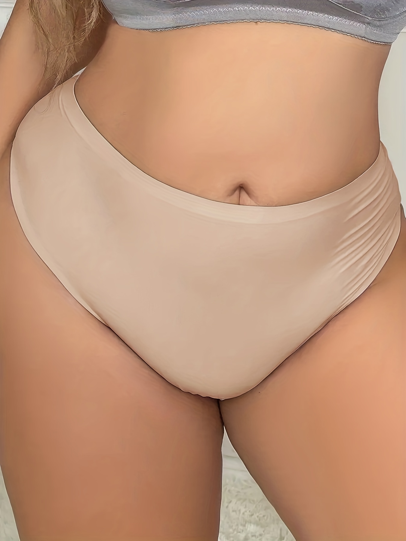 Plus Size Basic Panty Women's Plus Solid Tummy Control High - Temu