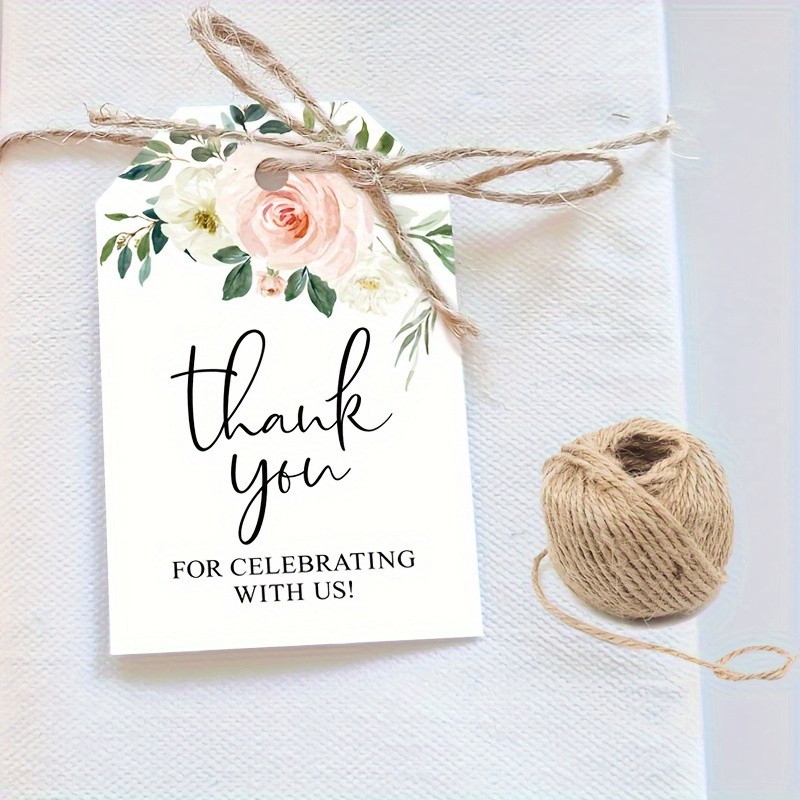50pcs Thank You For Celebrating with Us Tags Gift Bags Boxes Hang