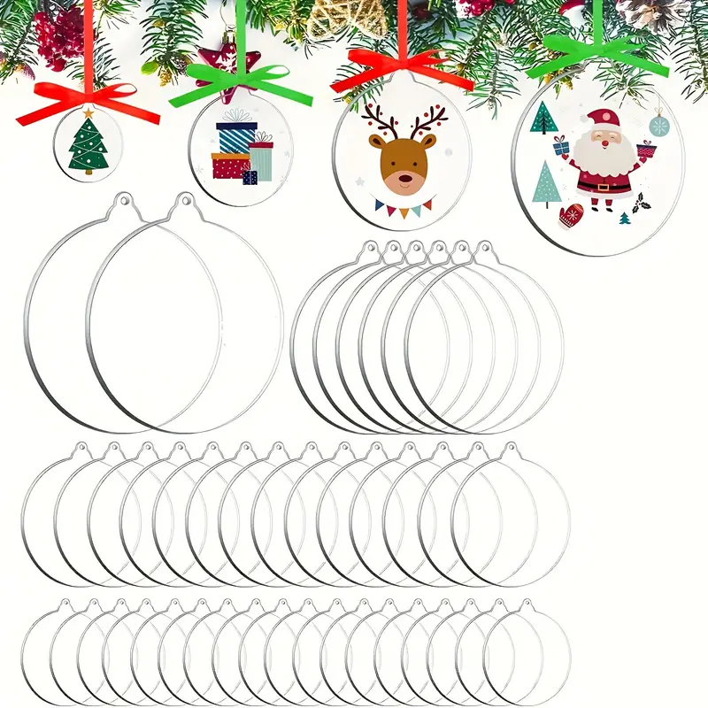 Clear Acrylic Ornament Blanks Bulk Christmas Round Acrylic - Temu