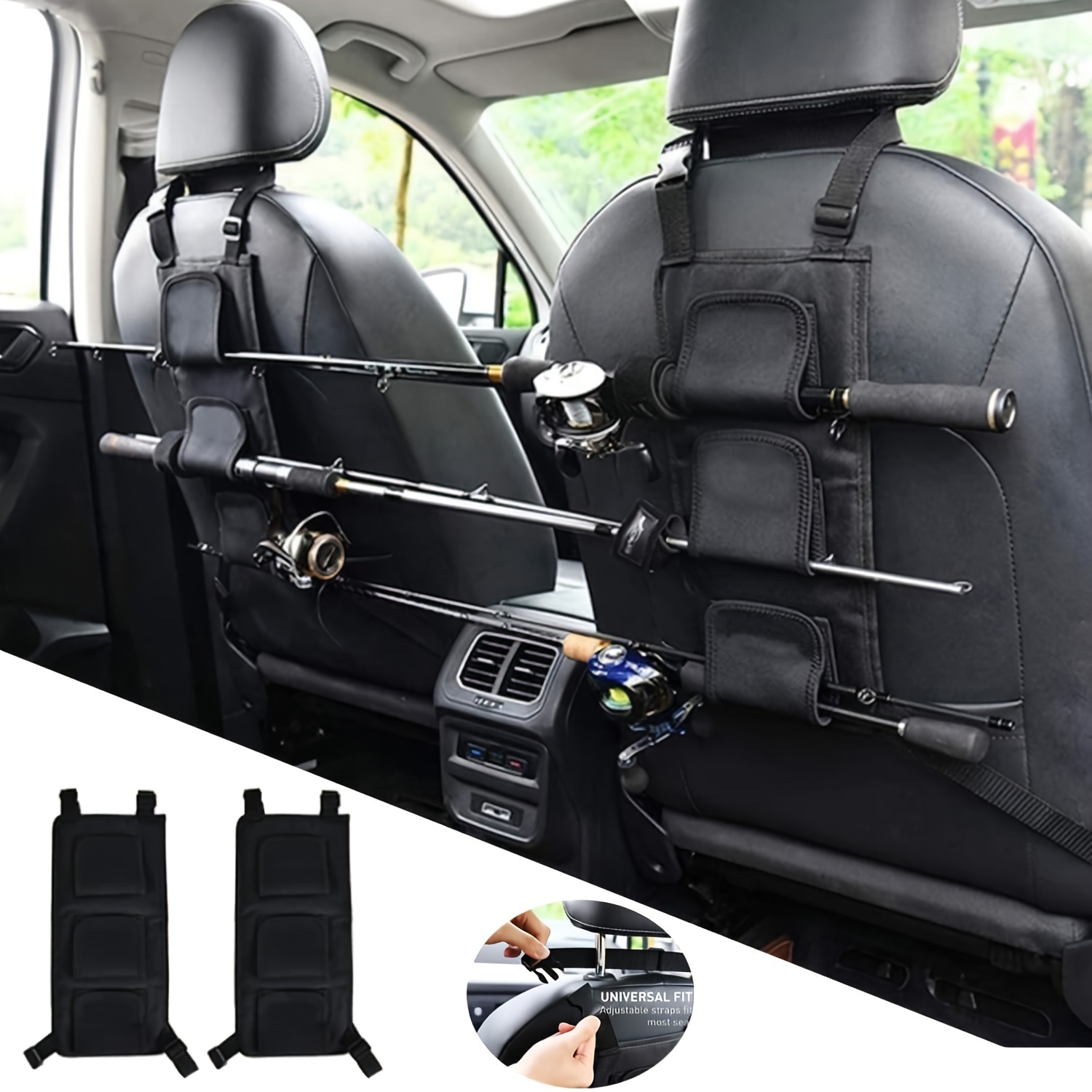 2pcs Vehicle Fishing Rod Stand Pole Holder Adjustable Straps Roof Rack  Carrier 차량 낚시대 거치대 Support Canne à Pêche Palo Supporto