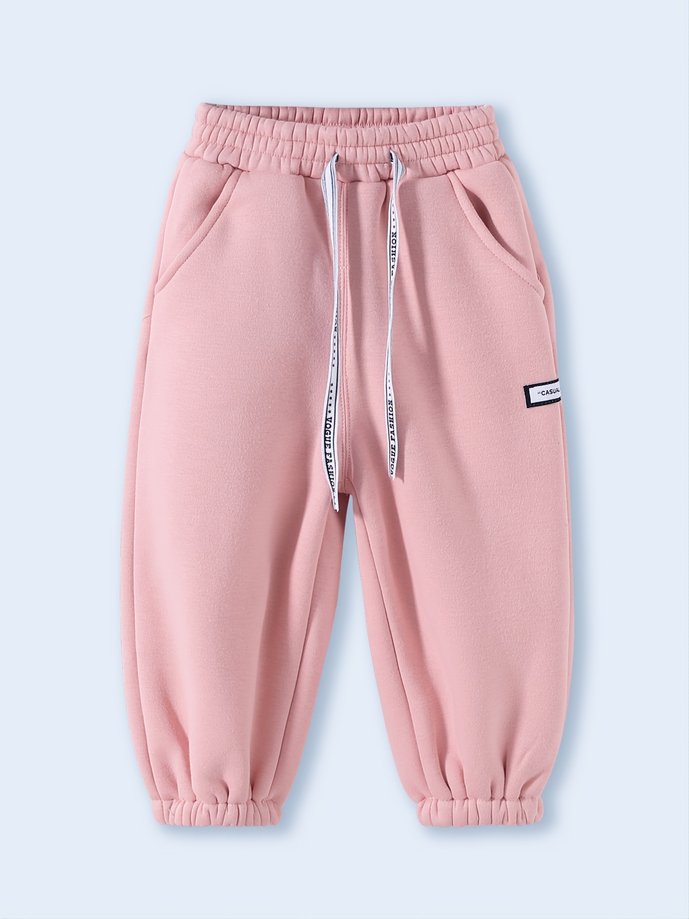 Girls Casual Drawstrings Fleece Thermal Pants Elastic Waist - Temu