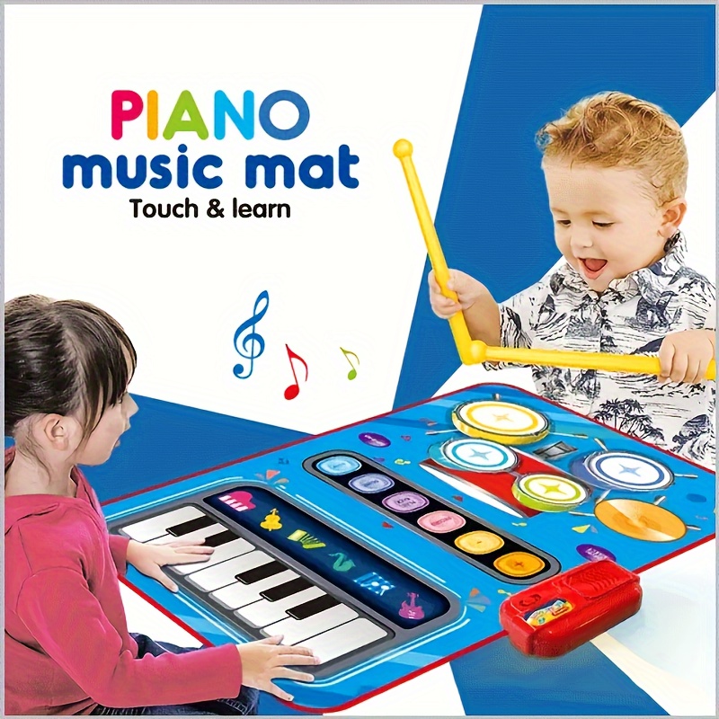 2 En 1 Juguetes Para Bebés Para Niños Y Niñas De 1 Año, Teclado De Piano Y  Alfombra De Tambor Con Palos, Juguetes Sensoriales De Aprendizaje Musical T