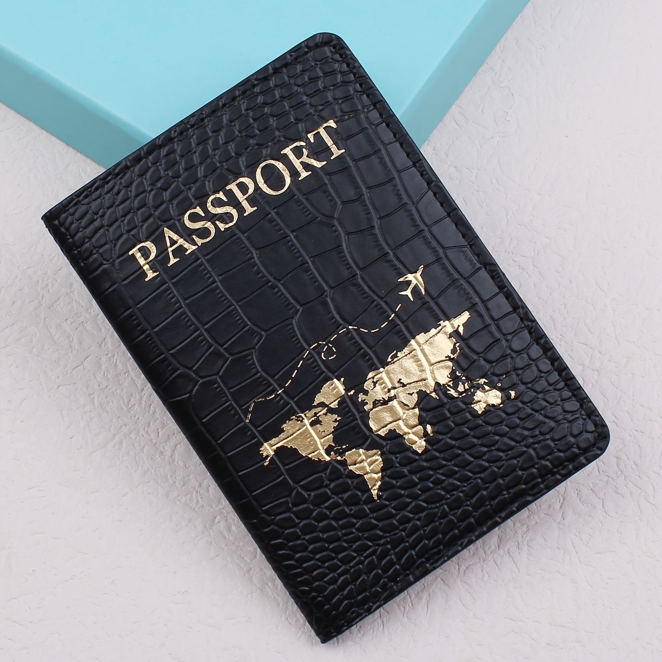 Crocodile Pattern Fashion Travel Bronzing Passport Holder - Temu