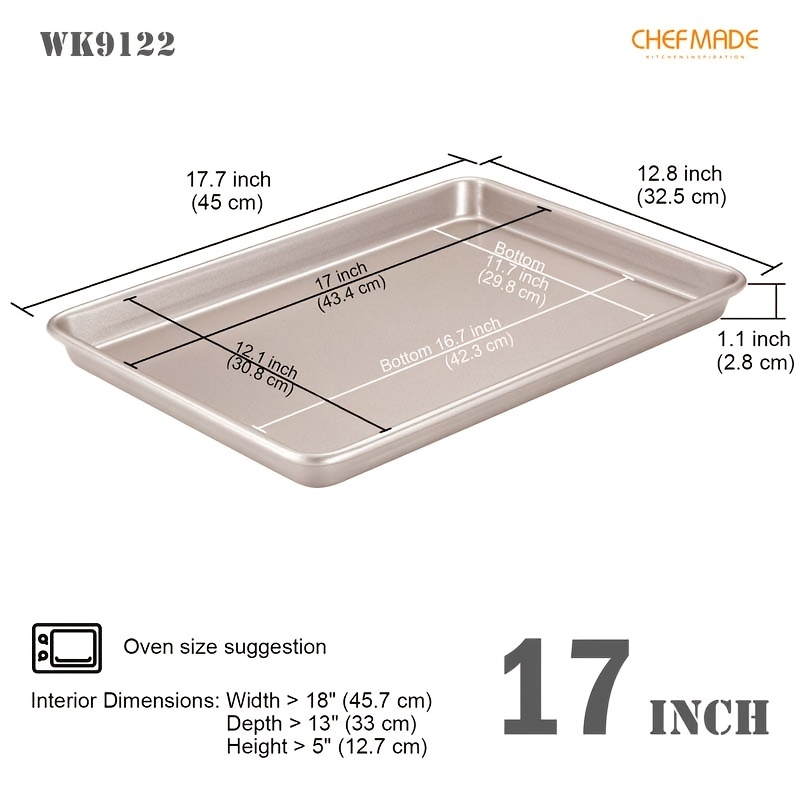 CHEFMADE 13-Inch Rectangle Cake Pan, Non-Stick Loaf Pan Deep Dish Bakeware  for Oven Roasting Meat Bread Jelly Roll Battenberg Pizzas Pastries 9.7 x  13.6 X 2.4…