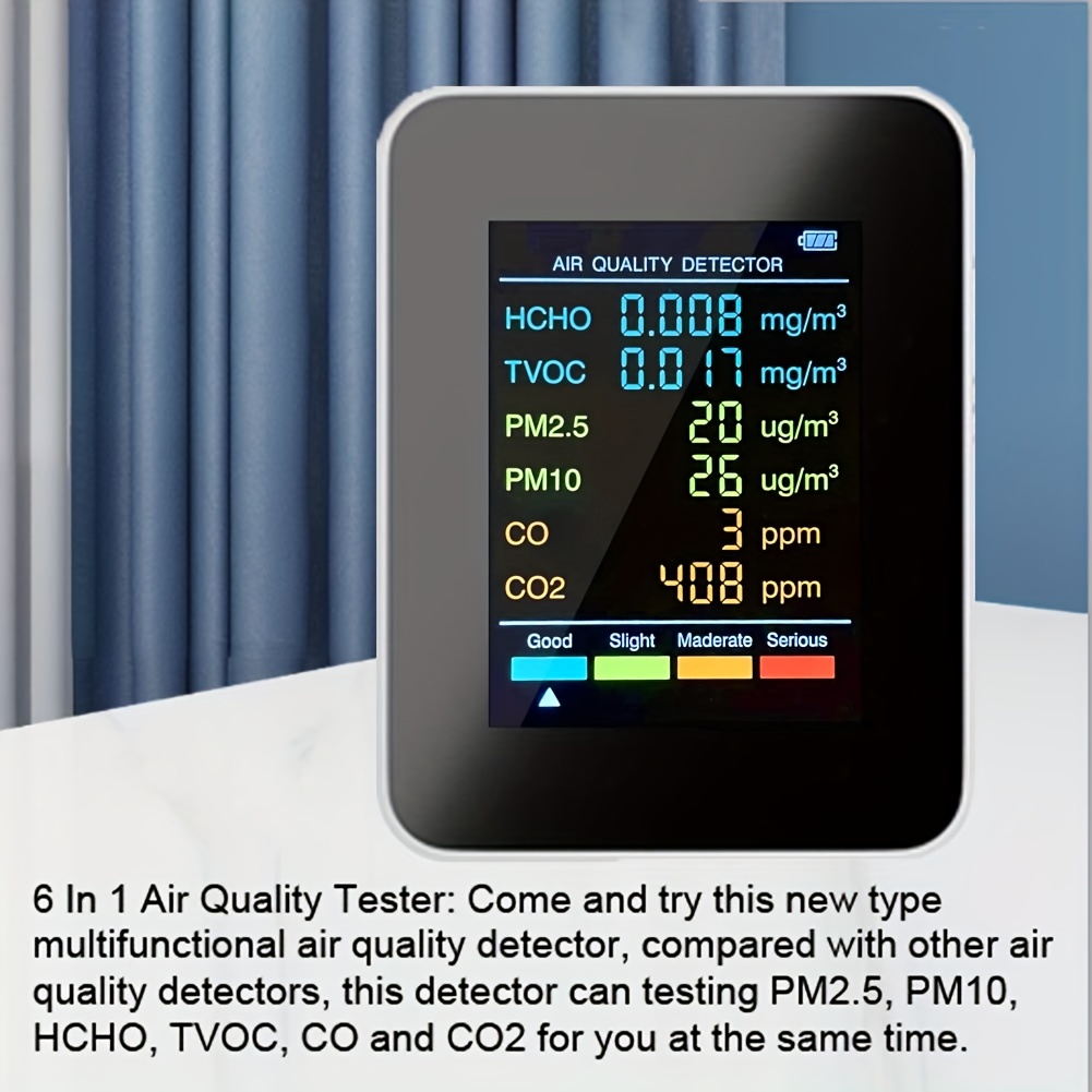 BTMETER Detector de formaldehído PM2.5 PM10 Medidor de partículas, probador  de calidad del aire interior Monitor HCHO TVOC polvo de partículas de aire