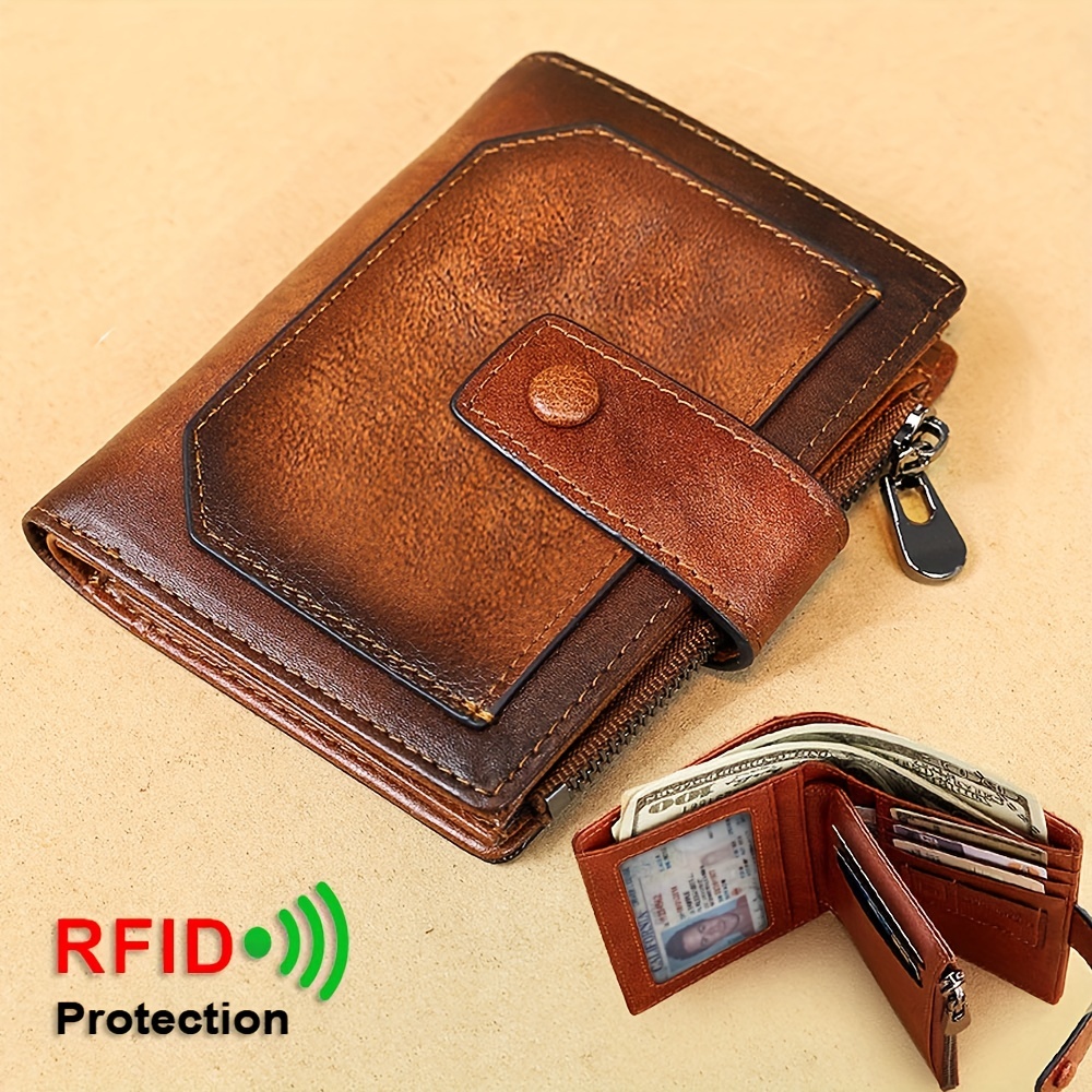 Mens RFID Blocking Leather Slim Wallet Money Credit Card Slots Coin Holder