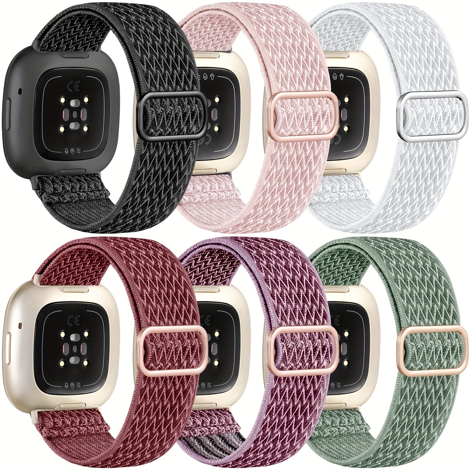 Banda Elástica Ajustable para Reloj Compatible con Fitbit Versa/Versa  2/Versa Lite Edición Especial para Mujer Hombre Correa Elástica de Nylon  Pulsera para Fitbit Versa Smart Watch (Negro)