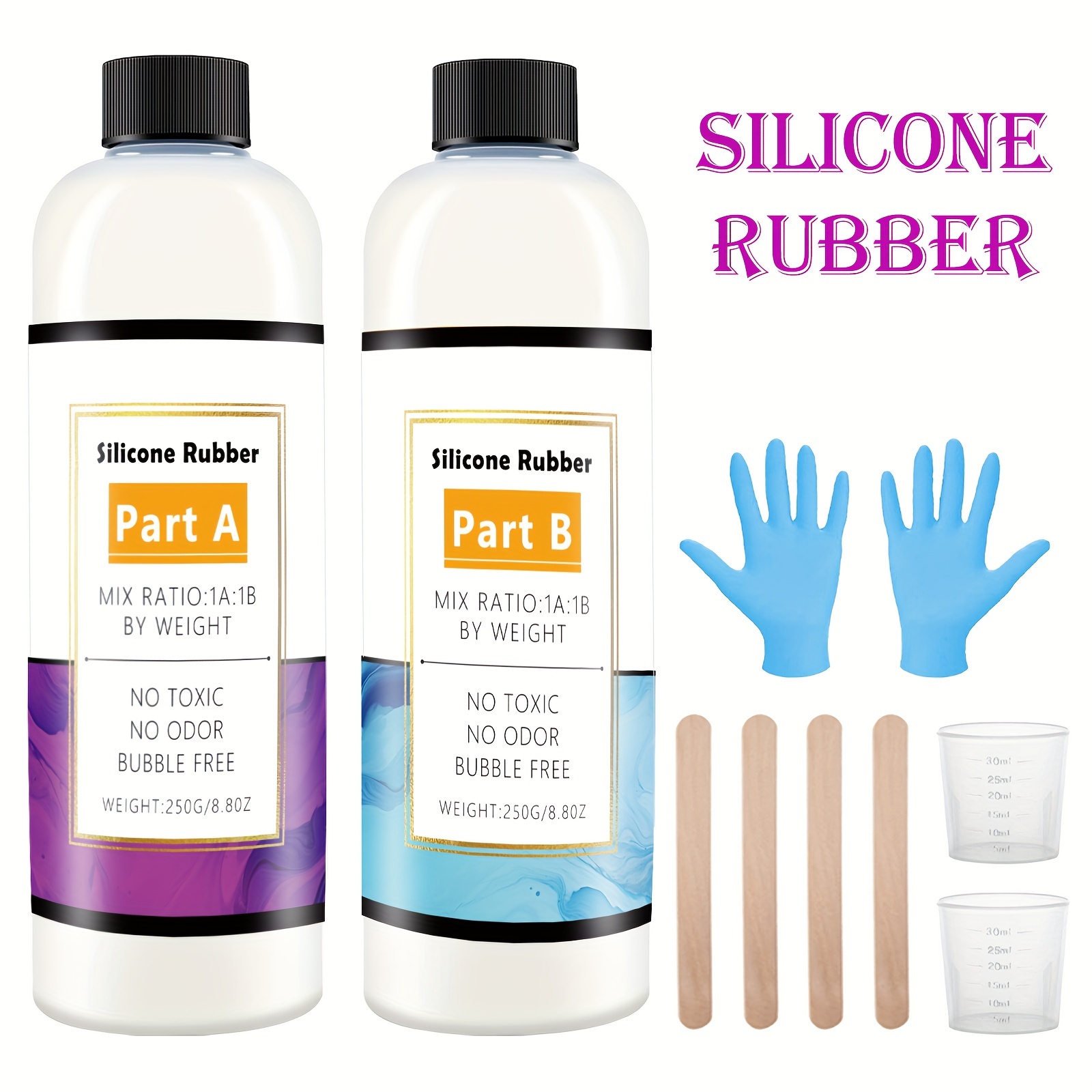 Kit de fabricación de moldes de silicona, kit de 0.5 galones, goma de  silicona líquida translúcida 15A con pigmento de silicona, ladrillos,  fundición