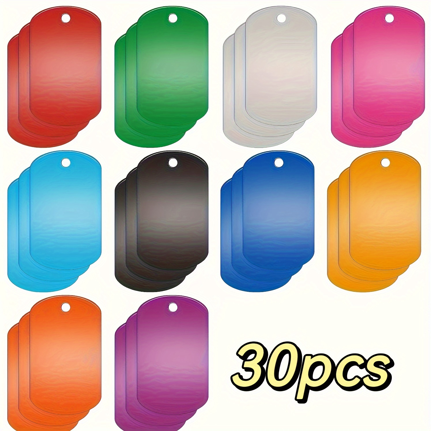 31pcs Sublimation Blank Dog Tags Aluminum Pendants Double Sided Blank  Stamping Tags Message Pendant Necklaces DIY Craft 