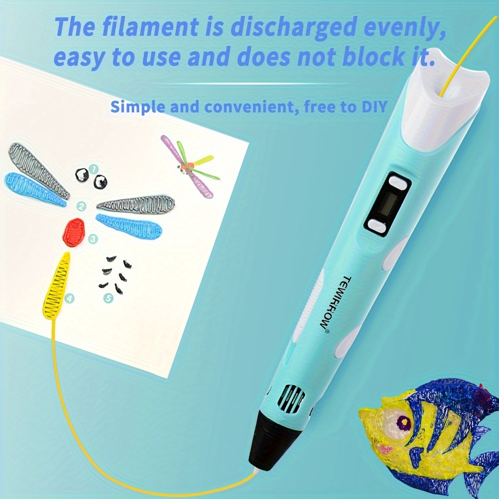 New and Improved 3D Pen Printer Drawing Doodler, Graffiti Arts & Crafts,  Easy LCD Screen with Free Filament, Kids Gift or Toy 