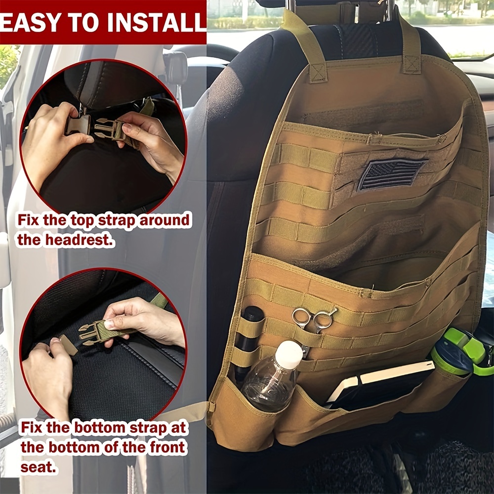 Tactical Molle Nylon Vehicle Panel Universal Fit Car Backseat Cover  Protector - Seat Back Organizer for Universal Fit!