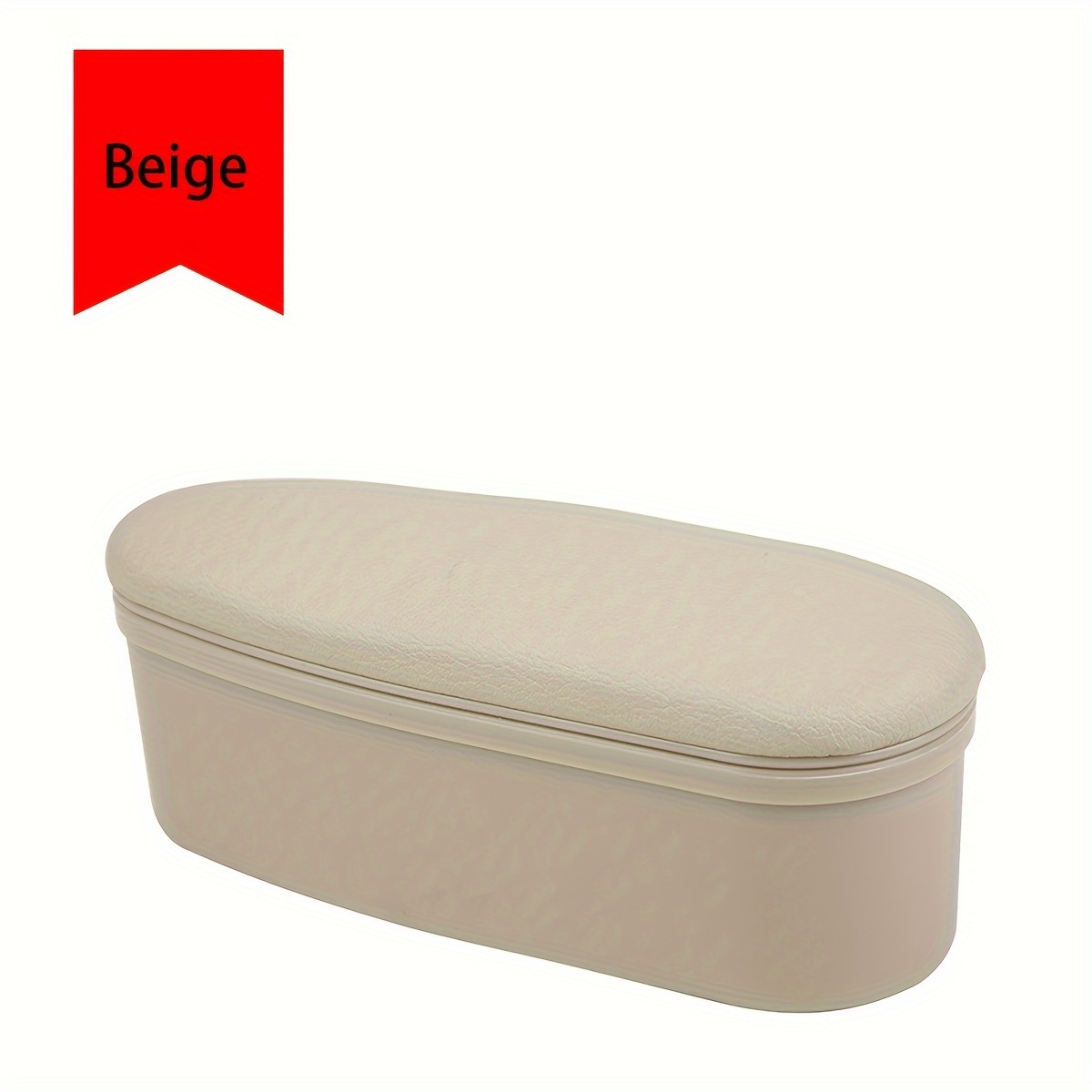 1pc Beige Turnover Leather Strap Padded Armrest Box Cushion With