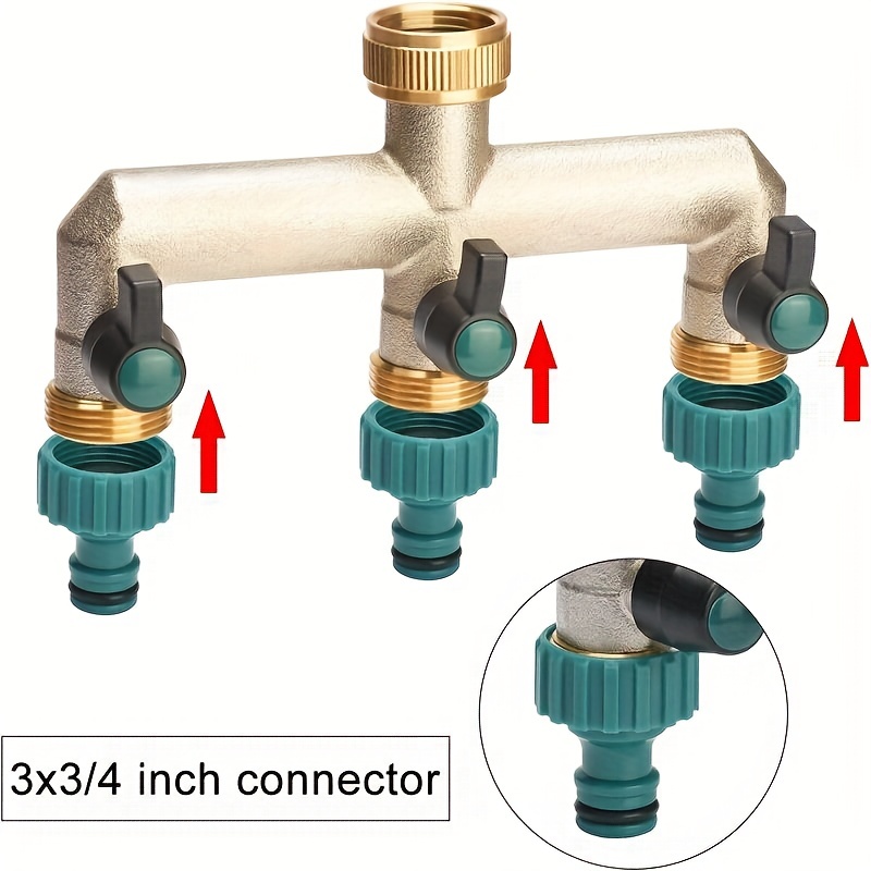 3/4 » Répartiteur de connecteur d'arrosage de type Y en laiton en laiton 4  voies pour robinet et robinet extérieur