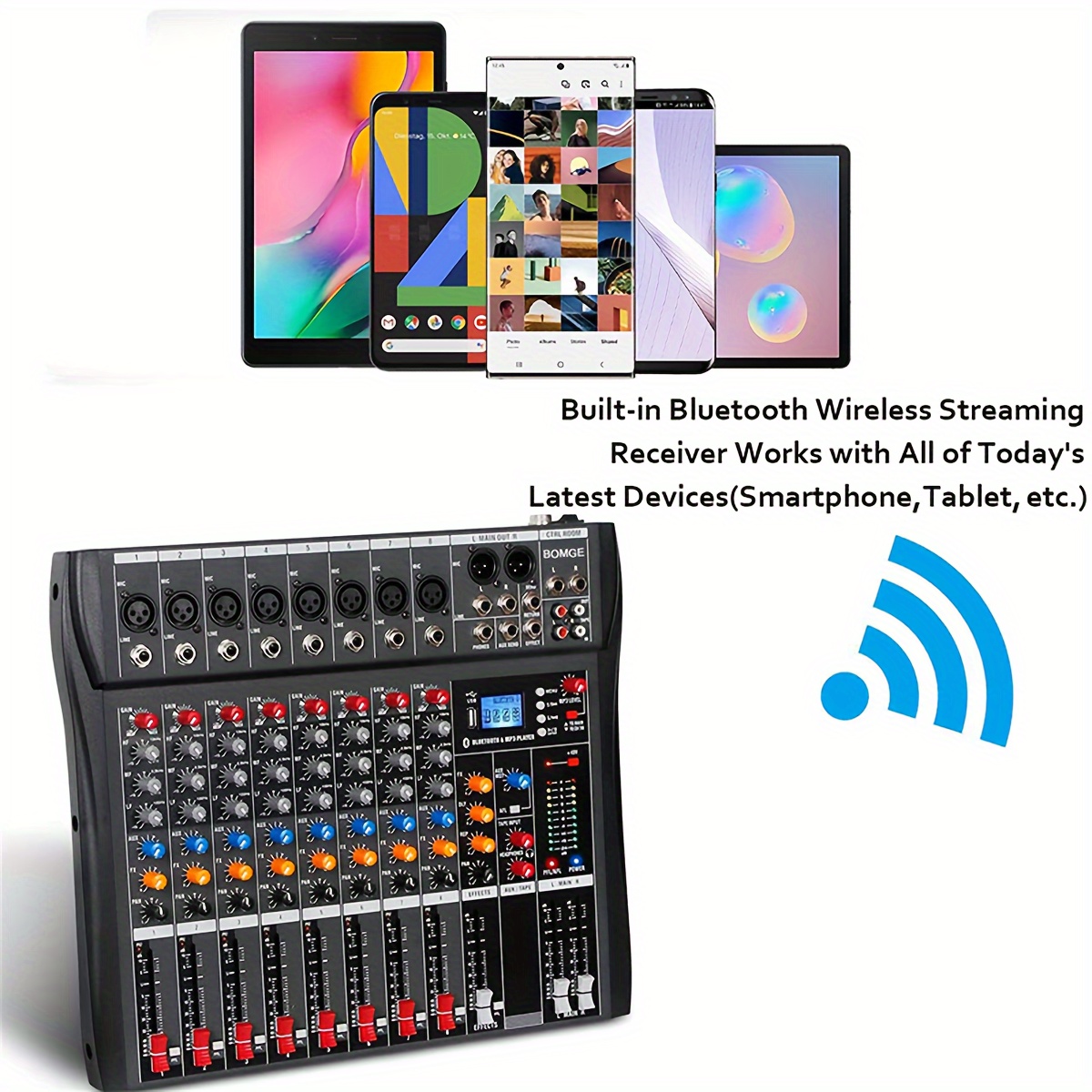 Mezclador Audio Dj Profesional 8 Canales Bt Efecto Usb 48v - Temu