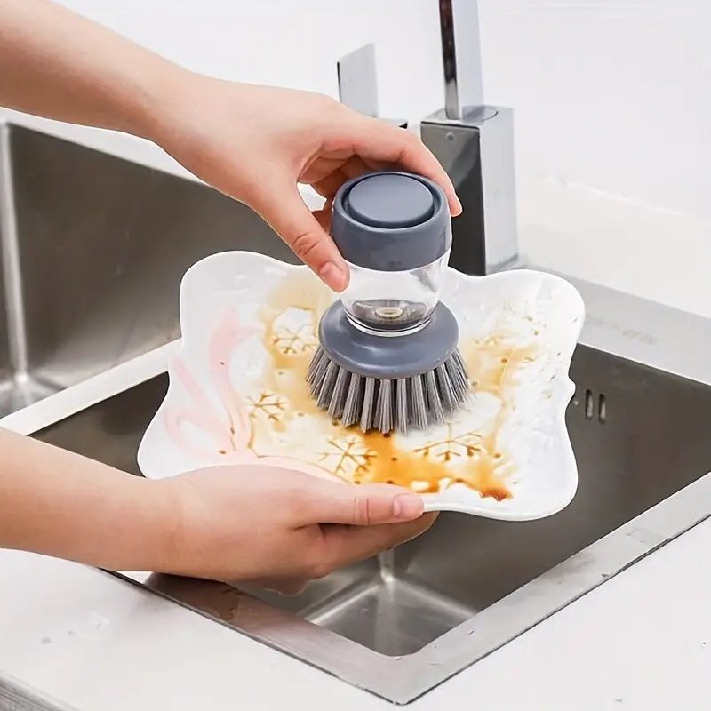 Pot Brush With Soap Dispenser, Mini Dish Brush With Holder