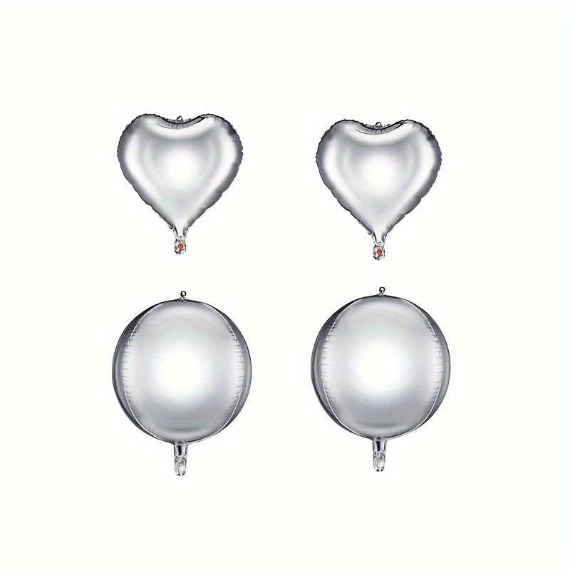 4pcs Set Palloncini A Forma Cuore Argentati Favore Festa A - Temu