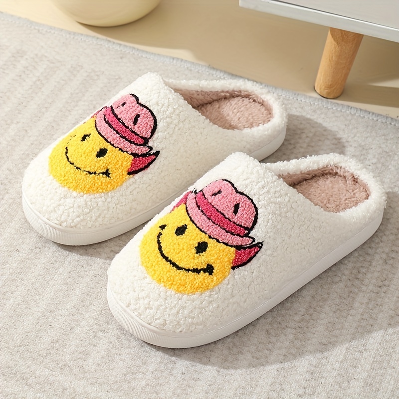 Women's Smile Fuzzy Slippers Warm Plush Shoes