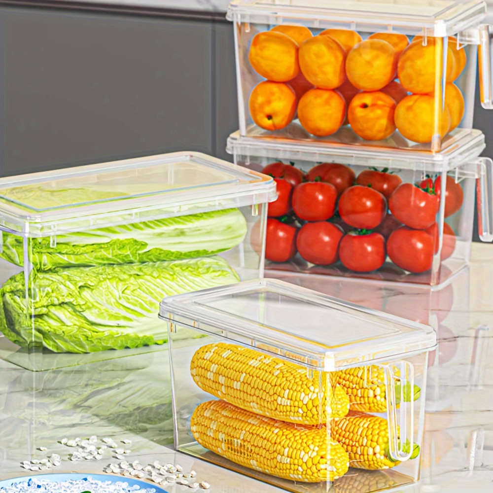 1pc Refrigerator Storage Box Refrigerator Freezer Storage Box With Handle  Household Kitchen Fresh Keeping Box Food