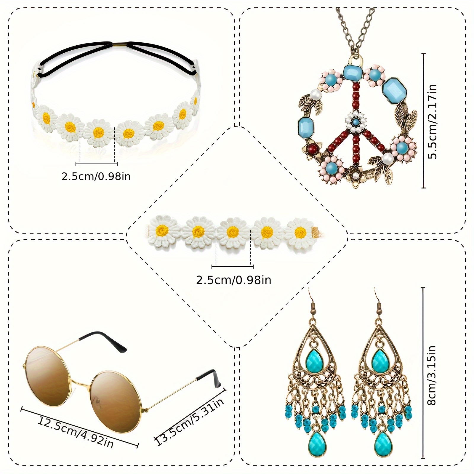 Set Di Accessori Per Abbigliamento Hippie Collana Con Logo - Temu