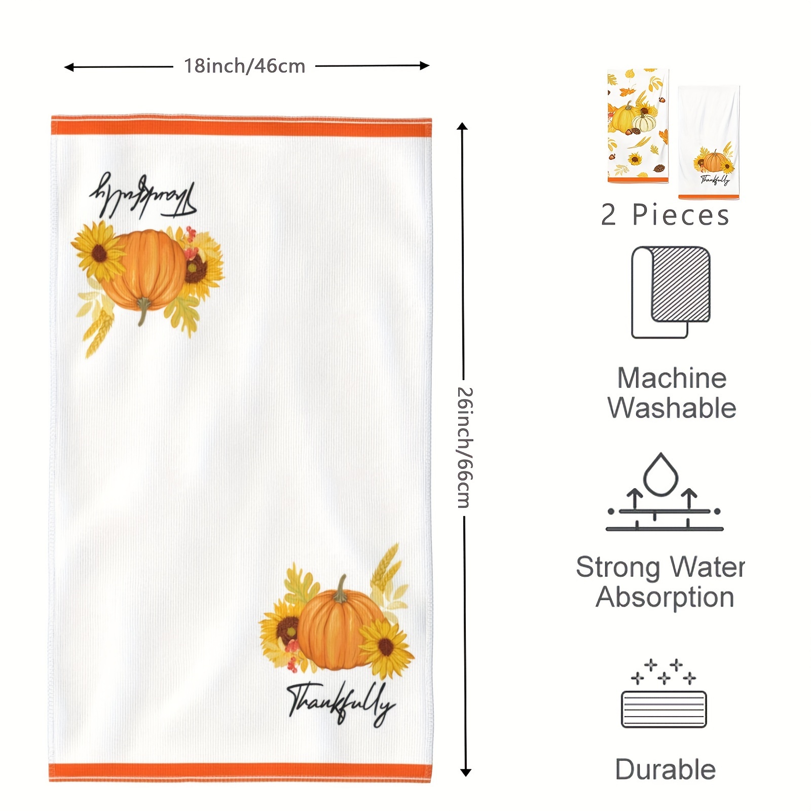 Polyester Dish Cloth, Fall Dish Towels, Watercolor Pumpkin Maple