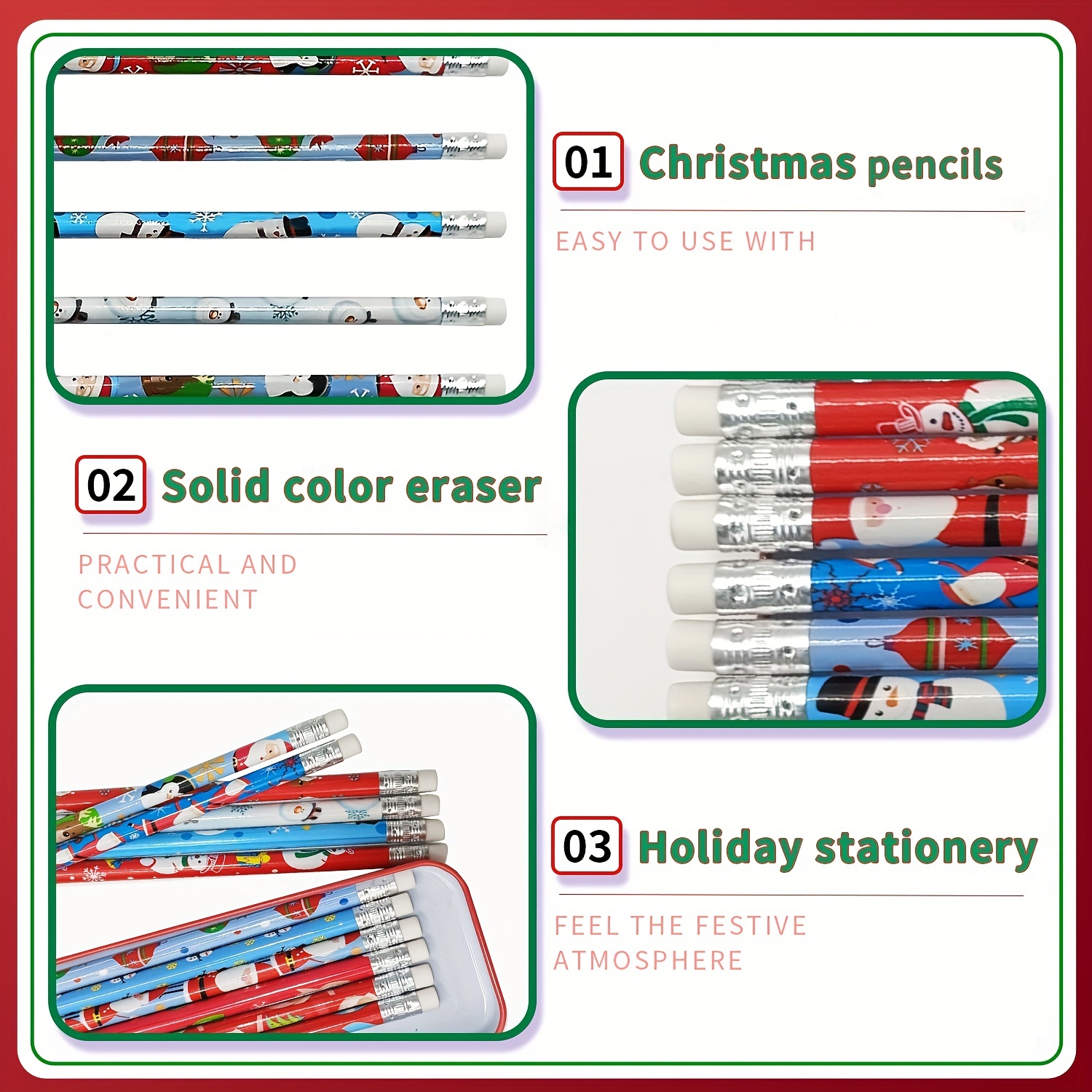 Christmas Pencils With Eraser For Christmas Party Favors - Temu