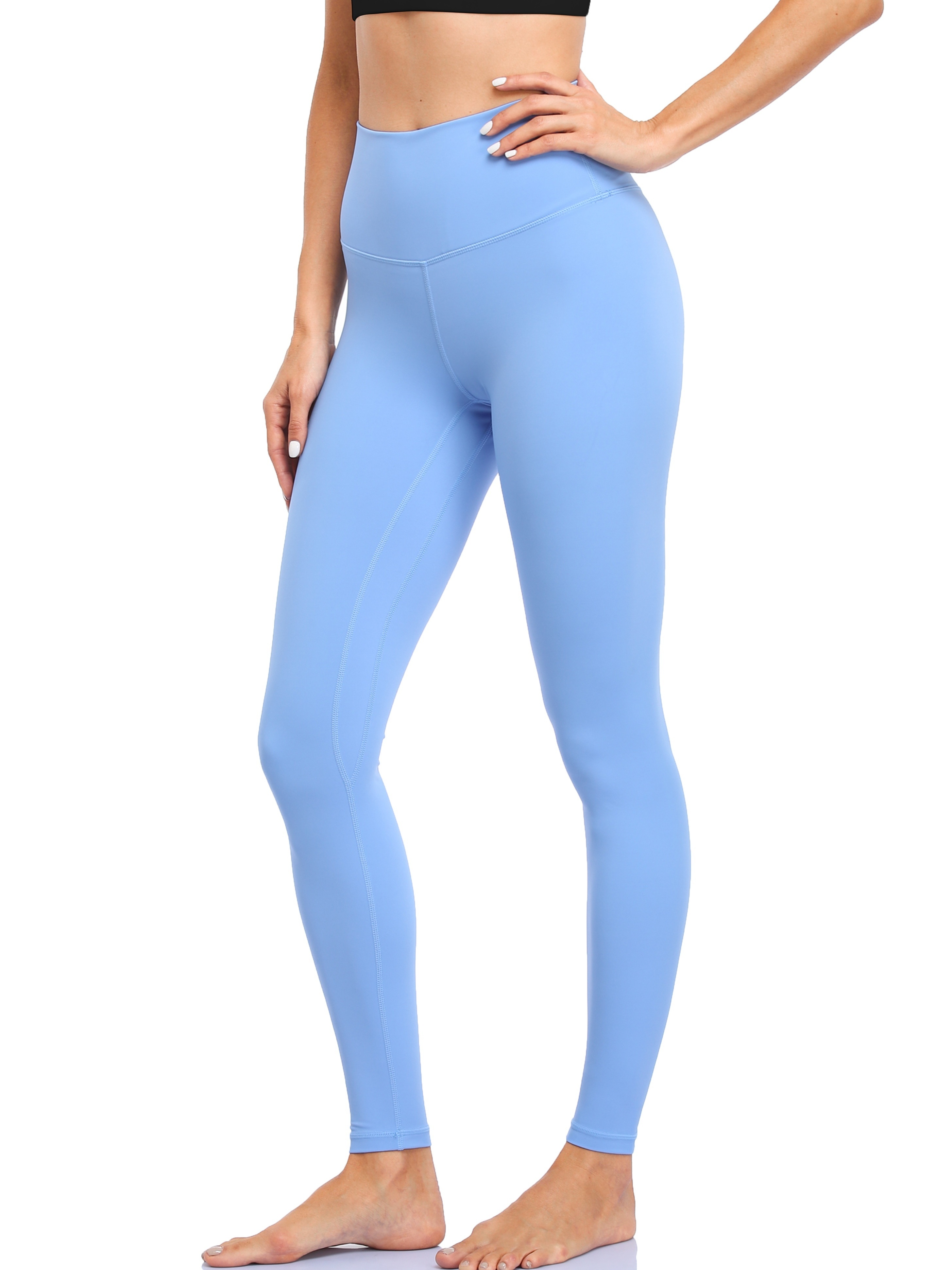 Womens Sports Summer Solid Skimpy Ruched High Waist Soft Leggings for Women  Cute Tights Sexy Tights Skinny Pant Sky Blue