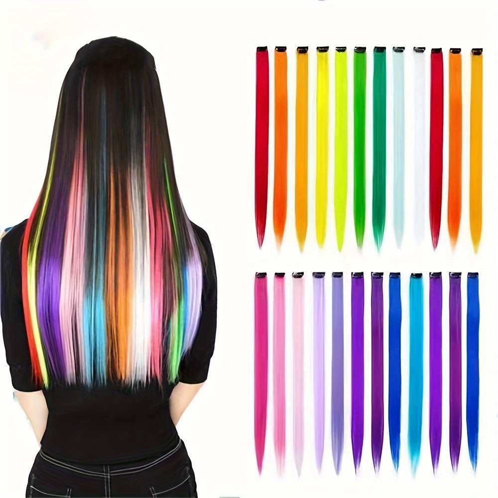 Rainbow Hair Extension Kit Synthetic Color Stick Stick Hair - Temu