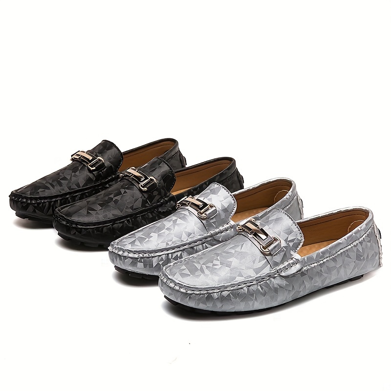 

Men's Loafer Shoes With Metallic Decor, Comfy Non-slip Slip On Shoes, Men's Moccasin Shoes, Spring And Summer