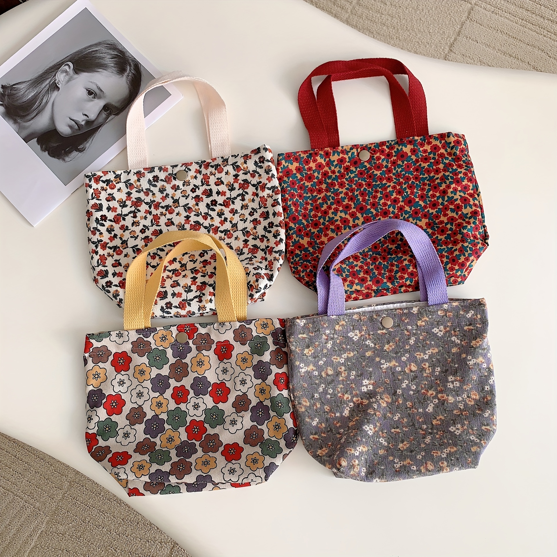 Bear Pattern Linen Handbag Fashion Lunch Bag For Outdoor Versatile Shopping  Purse With Button, Today's Best Daily Deals