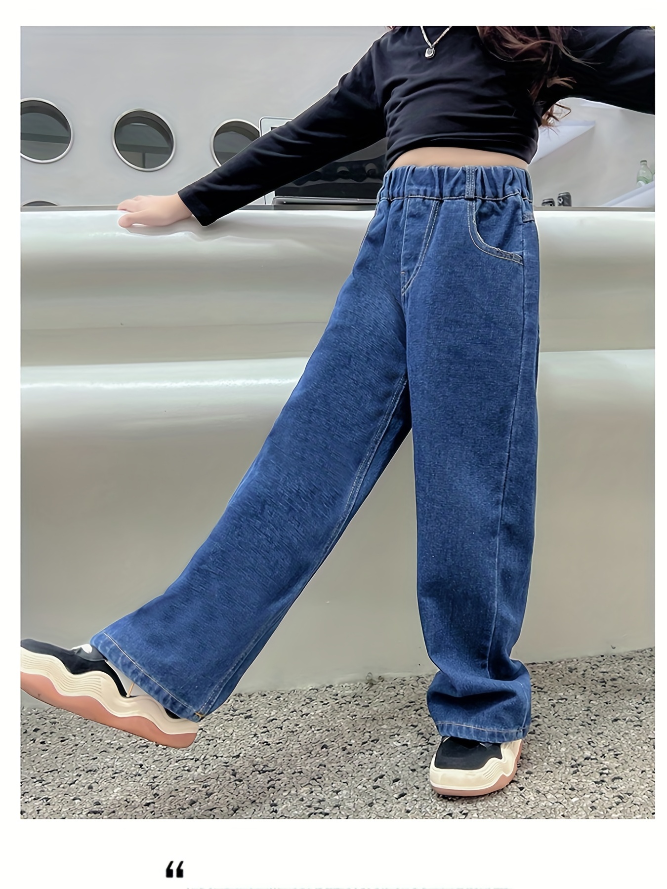 Blue Loose Fit Baggy Jeans Straight Legs Washed Wide Legs - Temu Germany