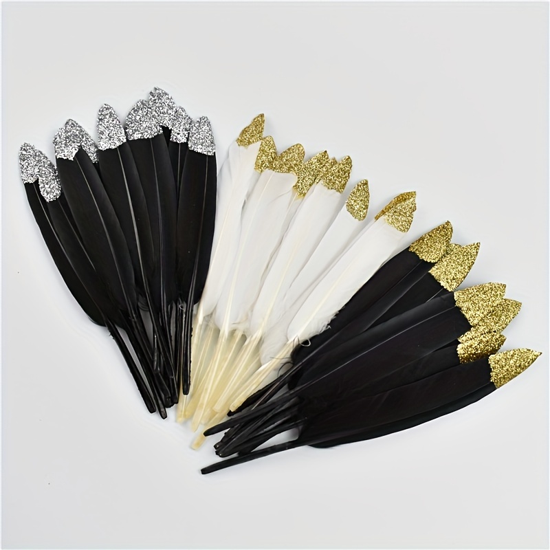 10 plumas de ganso doradas para decoración de artesanías, centro de mesa  para hacer joyas de boda, accesorios de sombrero, plumas doradas caqui