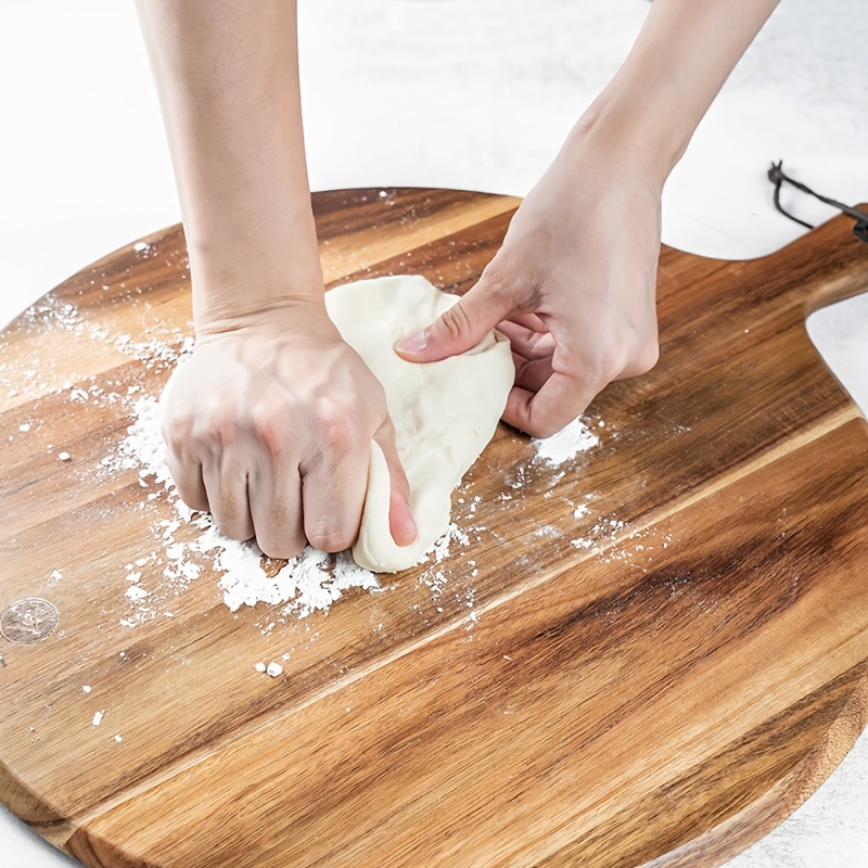 Tagliere In Legno Di Acacia Ispessito Con Manico, Tagliere Per Pizza, Pane,  Frutta E Verdura Di Forma Rotonda Semplice