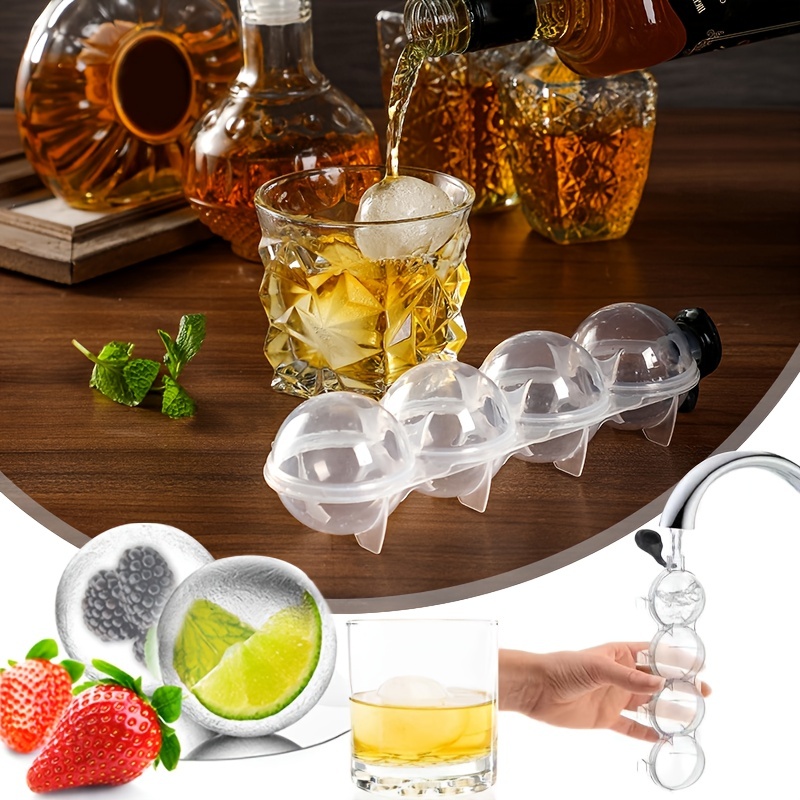 1PC Ice Ball Mold, Round Ice Cube Mold Making 4 Ice Balls For Cold  Beverages, Whiskey, Cocktail, Bourbon, Ice Cube Tray And Tray, Funnel For  Party, Home Bar, Bartender