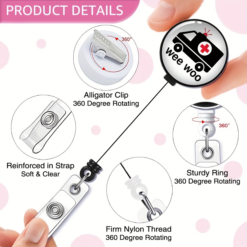 Cat,pc Wee Woo Badge Reel, Retractable Badge Reel, Funny Ambulance ID Badge Holder Gift for ER Nurse Rapid Response Team Trauma Team Nurse Doctor