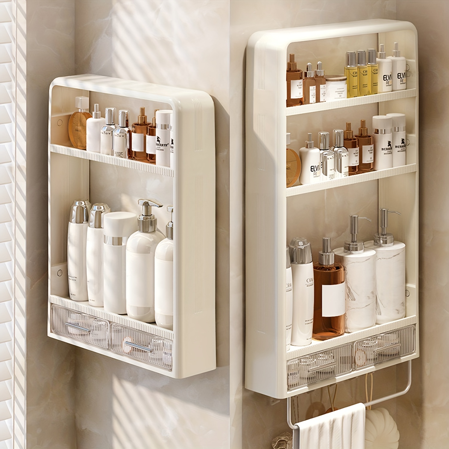 1pc Creative Storage Shelves, Cute White Small Person Bathroom Supplies  Organizer Rack, Cosmetic Storage Shelf, Self-adhesive Storage Holder,  Bathroom Accessories, Home Supplies